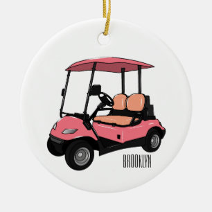 Golfwagen/Golf Buggy Cartoon Abbildung Keramik Ornament