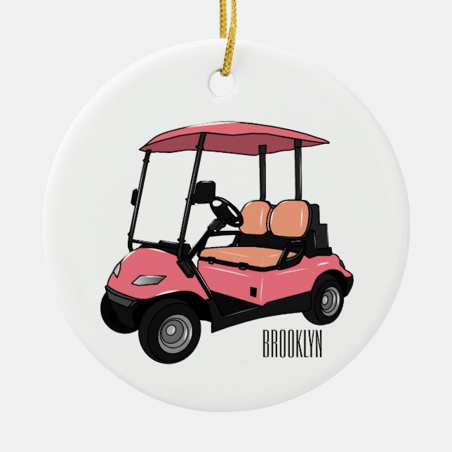 Golfwagen/Golf Buggy Cartoon Abbildung Keramik Ornament (Vorne)