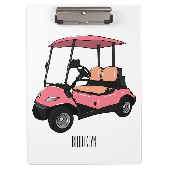 Golfwagen/Golf Buggy Cartoon Abbildung Klemmbrett (Vorderseite)
