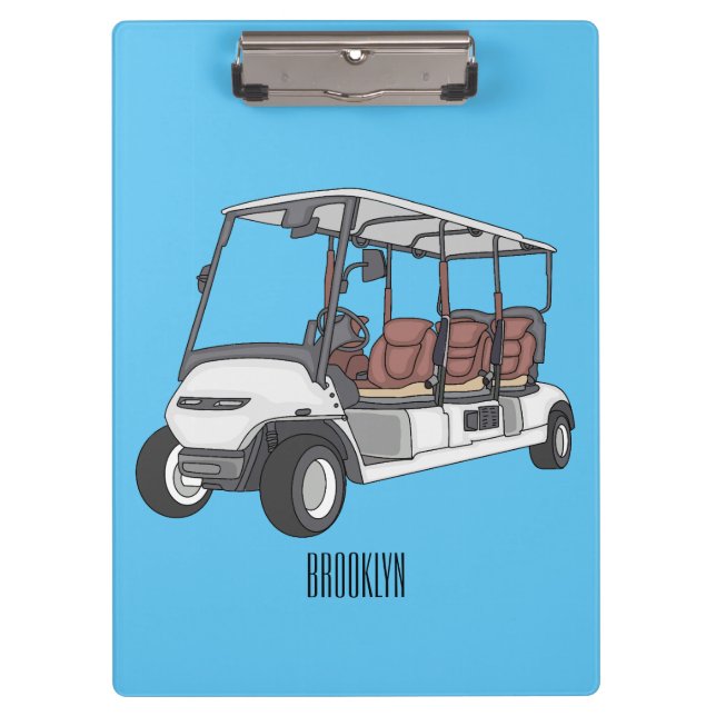 Golfwagen/Golf Buggy Cartoon Abbildung Klemmbrett (Vorderseite)