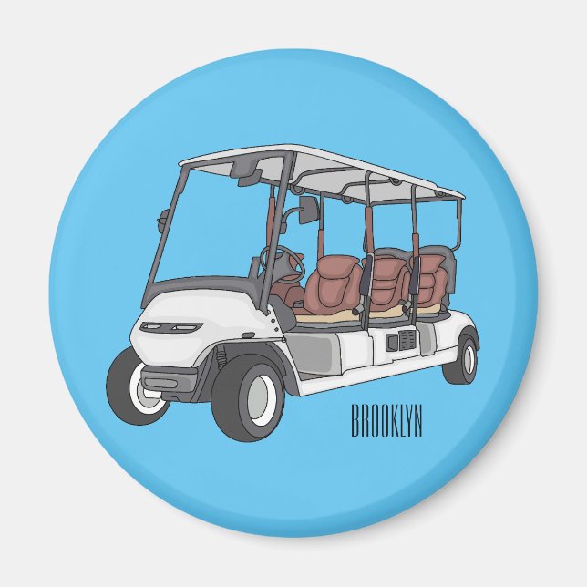 Golfwagen/Golf Buggy Cartoon Abbildung Magnet (Vorne)
