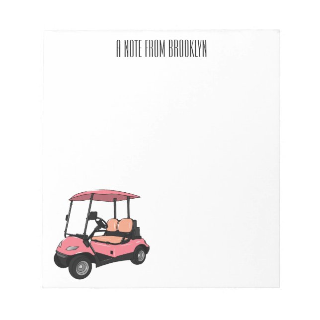 Golfwagen/Golf Buggy Cartoon Abbildung Notizblock (Vorderseite)