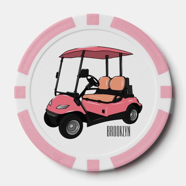 Golfwagen/Golf Buggy Cartoon Abbildung Pokerchips (Vorderseite)