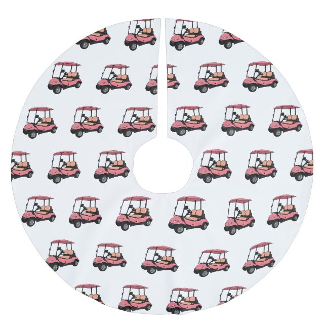 Golfwagen/Golf Buggy Cartoon Abbildung Polyester Weihnachtsbaumdecke (Vorderseite)