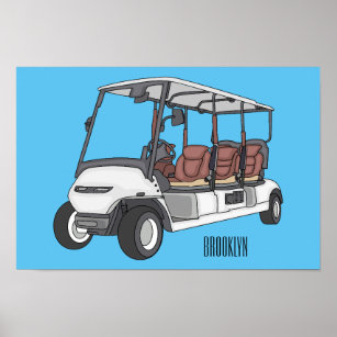 Golfwagen/Golf Buggy Cartoon Abbildung Poster