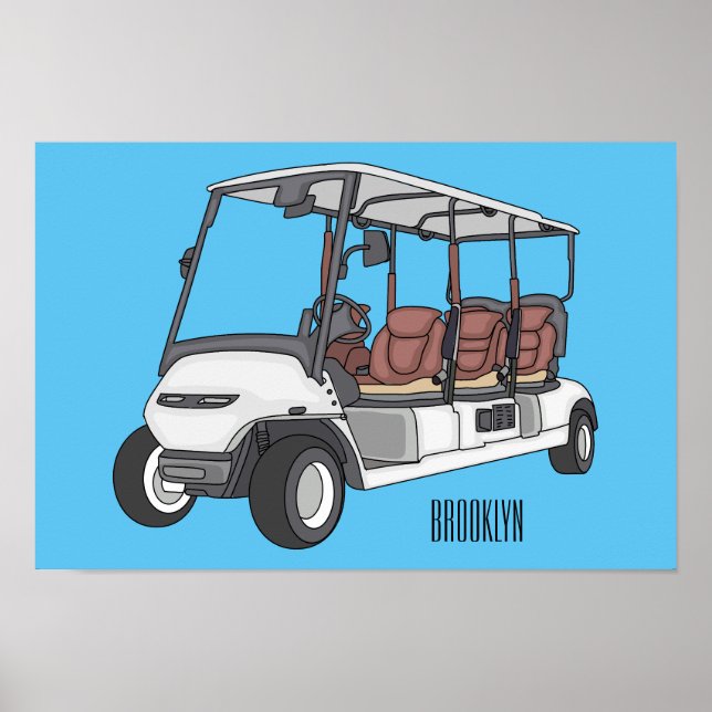 Golfwagen/Golf Buggy Cartoon Abbildung Poster (Vorne)