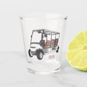 Golfwagen/Golf Buggy Cartoon Abbildung Schnapsglas