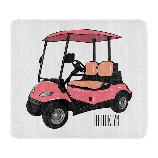 Golfwagen/Golf Buggy Cartoon Abbildung Schneidebrett (Vorderseite)
