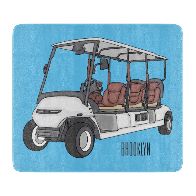 Golfwagen/Golf Buggy Cartoon Abbildung Schneidebrett (Vorderseite)