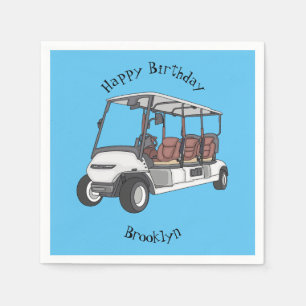 Golfwagen/Golf Buggy Cartoon Abbildung Serviette