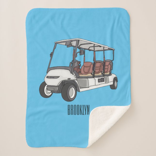 Golfwagen/Golf Buggy Cartoon Abbildung Sherpadecke (Vorderseite)