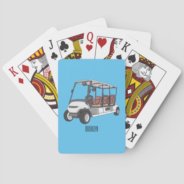 Golfwagen/Golf Buggy Cartoon Abbildung Spielkarten (Rückseite)