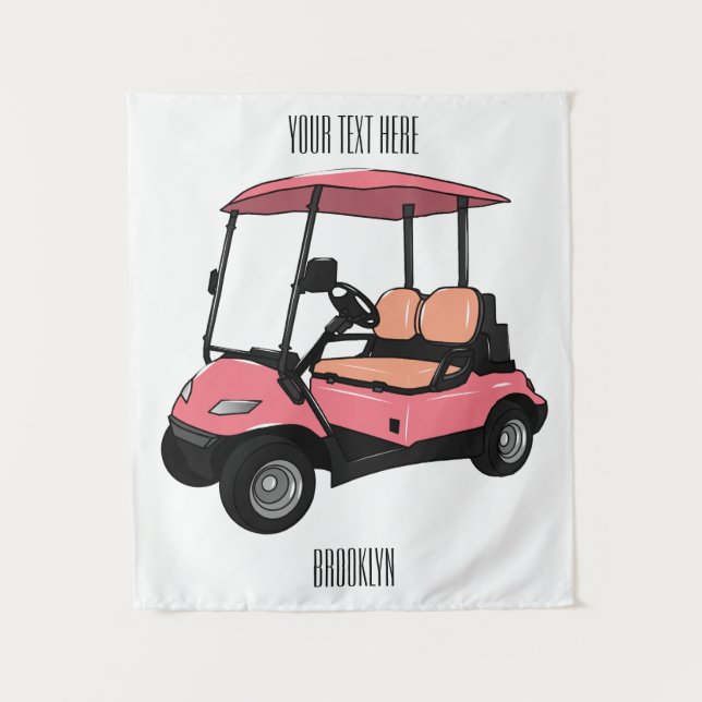 Golfwagen/Golf Buggy Cartoon Abbildung Wandteppich (Vorderseite)