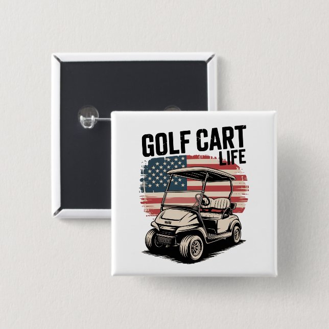 Golfwagen-Leben Ehemann Golfen Golfer Liebhaber Button (Vorne & Hinten)