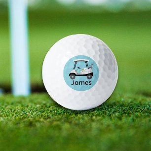 Golfwagen mit Bier und Hot Dog benennen Golfball
