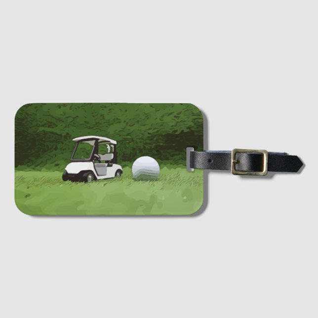 Golfwagen mit Buggy und Golfball sind grün Gepäckanhänger (Vorderseite (Horizontal))