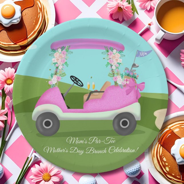 Golfwagen mit Mimosas zum Muttertagsbrunch Pappteller (Von Creator hochgeladen)