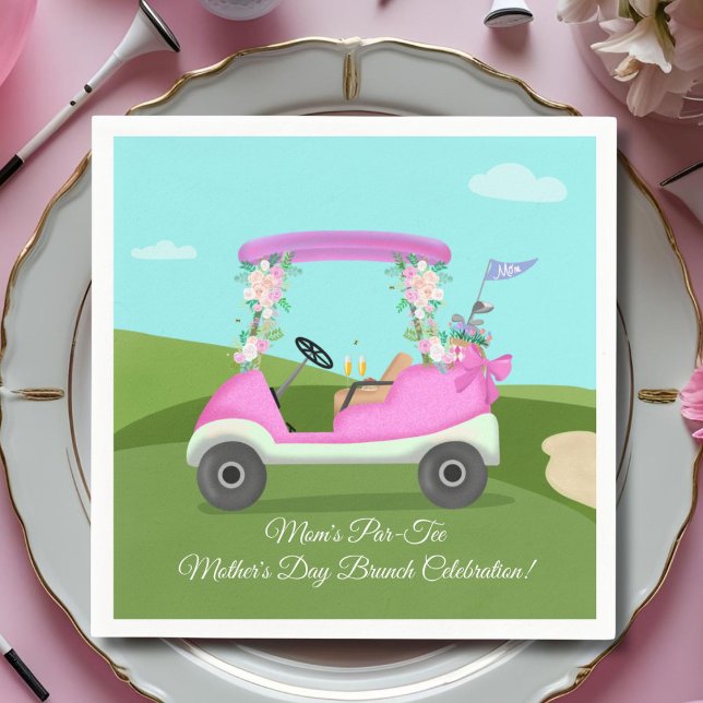 Golfwagen mit Mimosas zum Muttertagsbrunch Serviette (Von Creator hochgeladen)