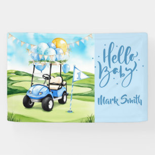 Golfwagen mit Text Hello Baby für Golf spielenden Banner