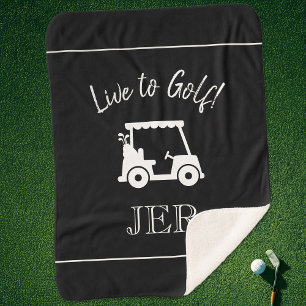 Golfwagen-Monogramm-Initialen Schwarz Weiß Golfer Sherpadecke