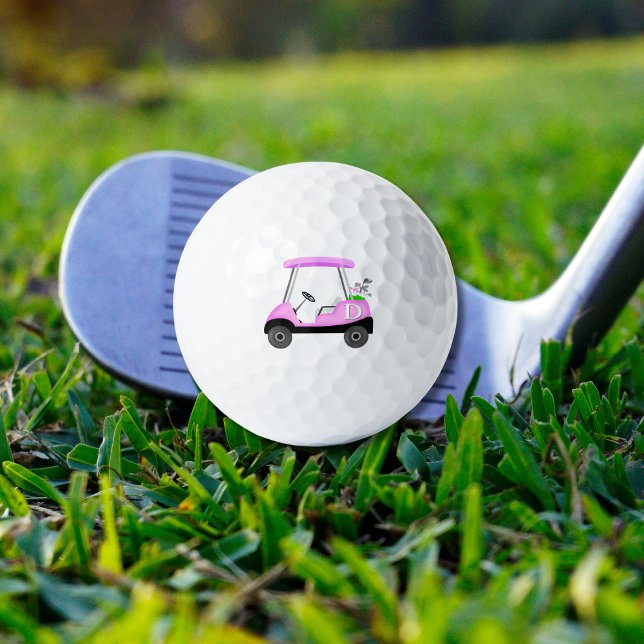 Golfwagen Rosa mit Monogramm Golfball (Von Creator hochgeladen)