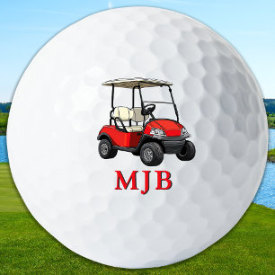 Golfwagen Rot Personalisiert 3 Anfangsbuchstaben M Golfball