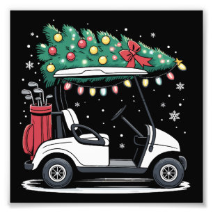 Golfwagen-Weihnachtsbaumlichter Xmas-Sport-Golfer  Fotodruck