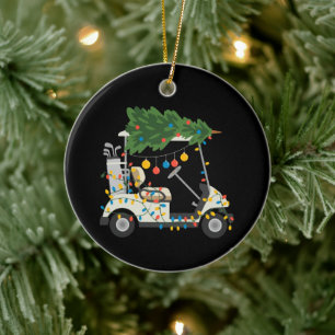 Golfwagen-Weihnachtsbaumlichter Xmas-Sport-Golfer Keramik Ornament