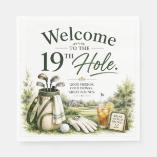 Golfzubehör mit Text auf Grün Serviette
