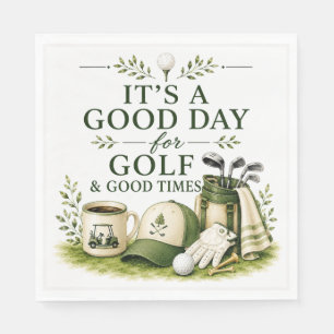 Golfzubehör mit Text auf Grün Serviette