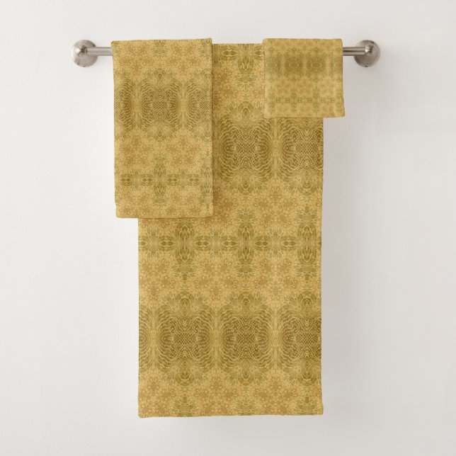Golgelbes helles Muster Badhandtuch Set (Insitu)
