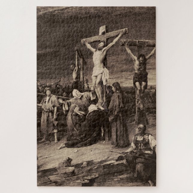 Golgotha Ort und Jesus von Munkacsy Puzzle (Vertikal)