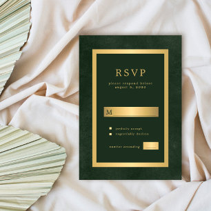 Golgrünen formalen Hochzeit moderne Typografie RSVP Karte