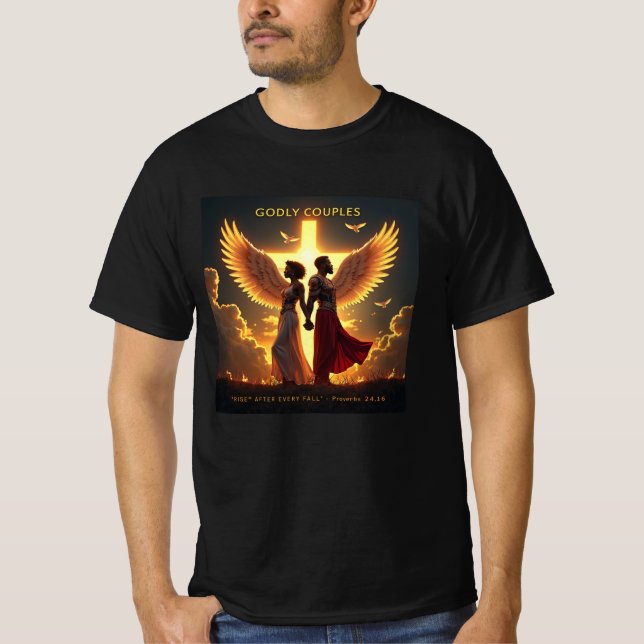 Golyaufstieg - Schwarzes Paar (Sprichwörter 24:16) T-Shirt (Vorderseite)