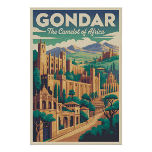 Gondar Äthiopien Retro-Reiseposter-Kunst Poster