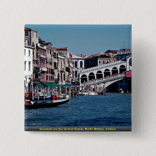 Gondel auf dem Canal Grande, Rialto Brücke, Button