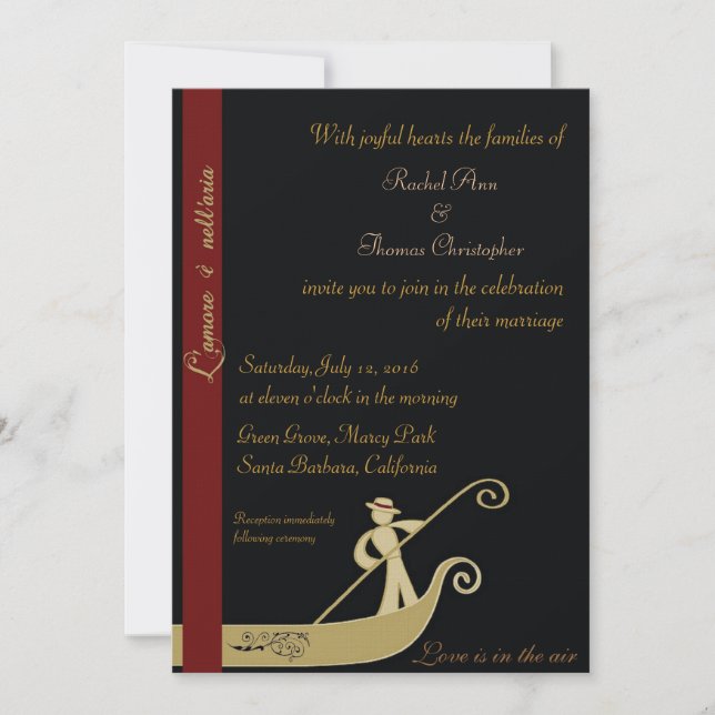 Gondel - Liebe ist in der Luft Einladung (Vorderseite)