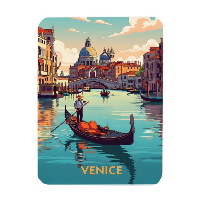 Gondelfahrt in Venedig mit historischen Gebäuden Magnet (Vertikal)