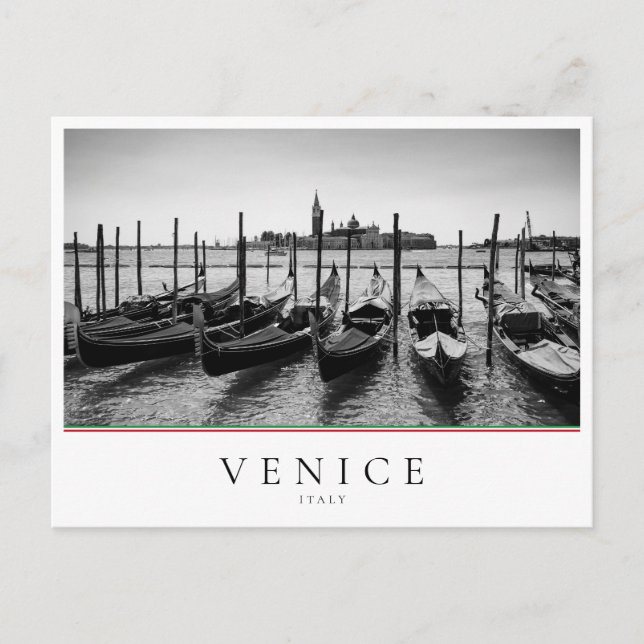Gondeln in Venedig in Schwarz-Weiß Postkarte (Vorderseite)