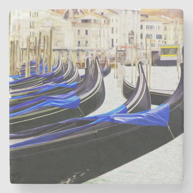 Gondeln in Venedig, Italien Untersetzer Stone (Vorderseite)