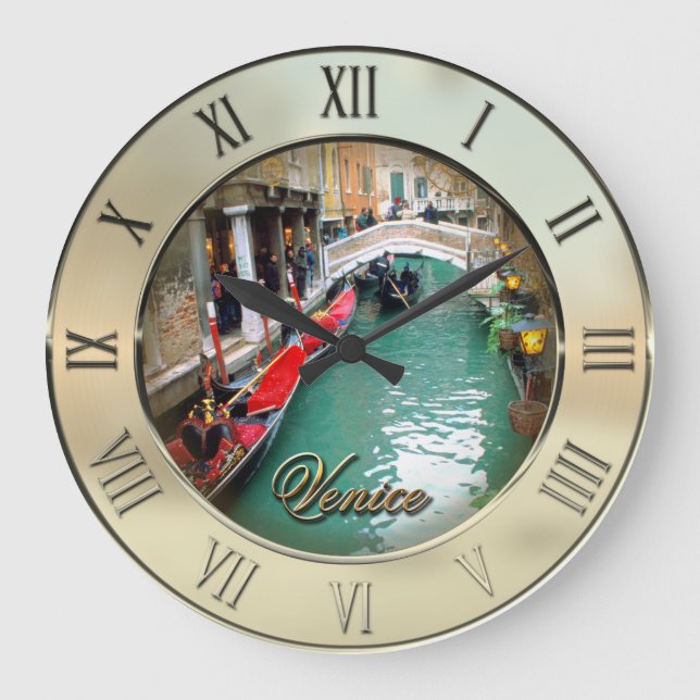 Gondeln - Venedig, Italien Große Wanduhr (Vorderseite)