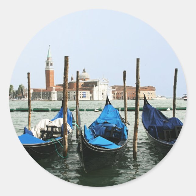 Gondeln von Venedig Runder Aufkleber (Vorderseite)