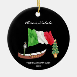 *~* Gondola Flag Italien Buon Natale Foto Weihnach Keramik Ornament