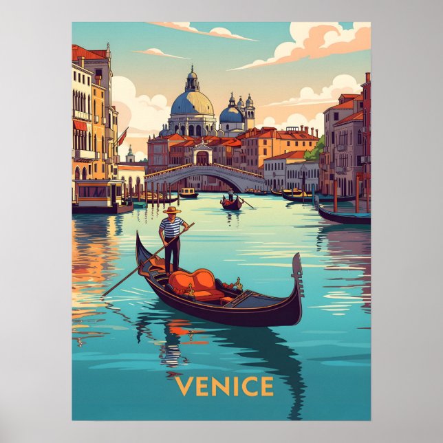 Gondola ride in Venice with historic buildings Poster (Vorne)