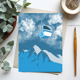 Gondola Ride | Wintergemälde im Skiberg Postkarte