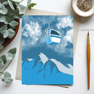 Gondola Ride Wintergemälde im Skiberg Postkarte