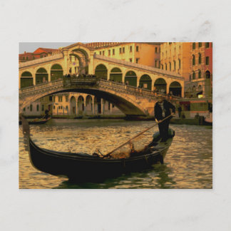 Gondolier und Rialto Bridge, Venedig Postkarte