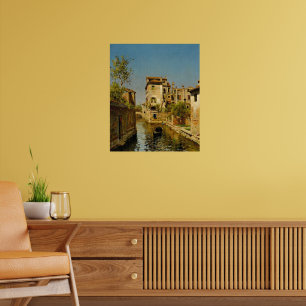 Gondoliere auf einem venezianischen Kanal Poster