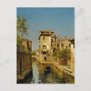 Gondoliere auf einem venezianischen Kanal Postkarte