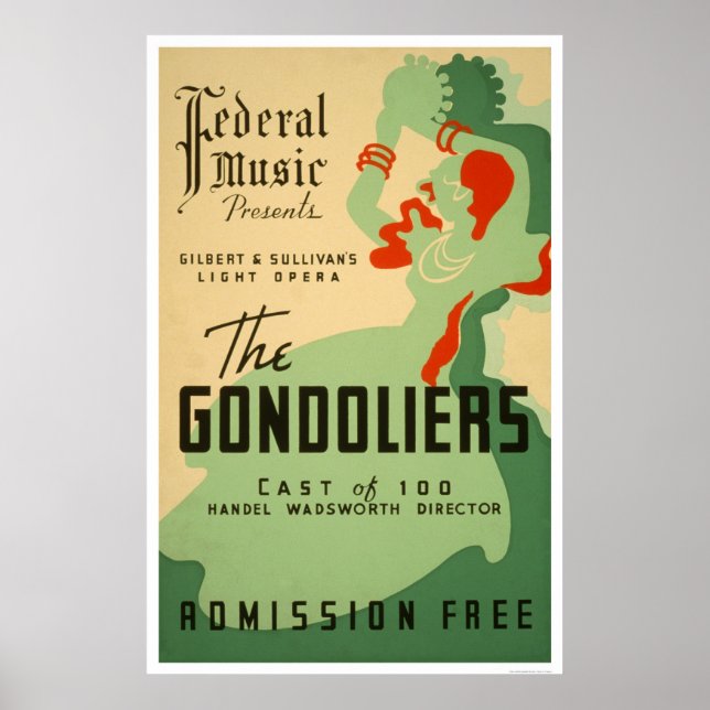 Gondoliers Opera 1937 WPA Poster (Vorne)